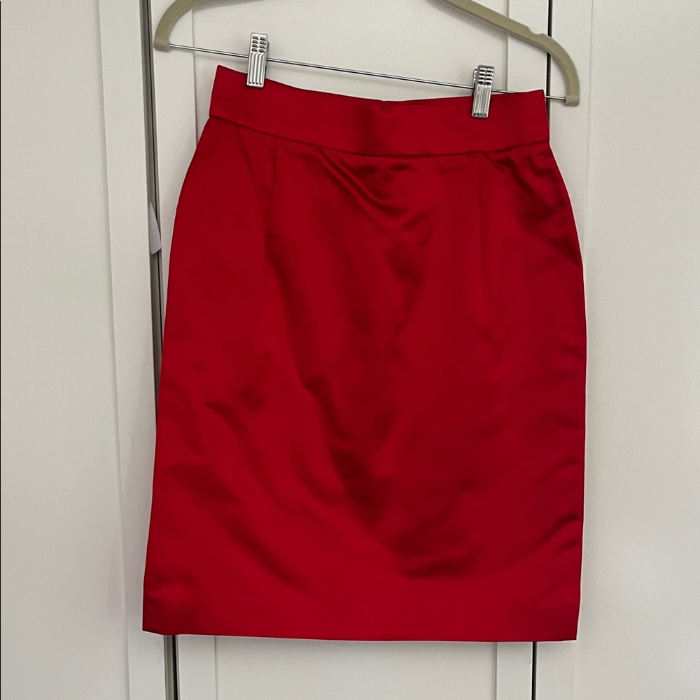 Elegant Red Satin Skirt